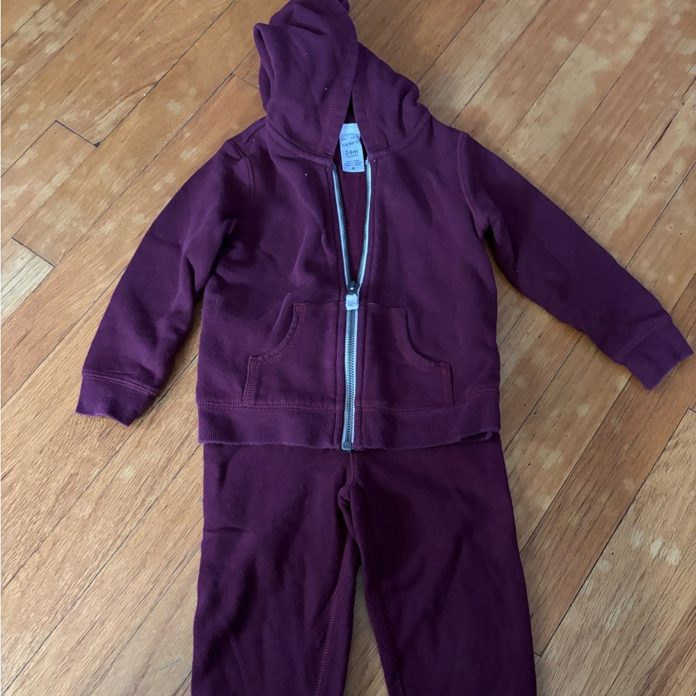 Carter's Deep Burgundy Zip Hoodie and Pants Set